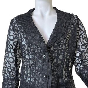 Elegant NABI Black Sheer Circle Pattern Jacket | Size S